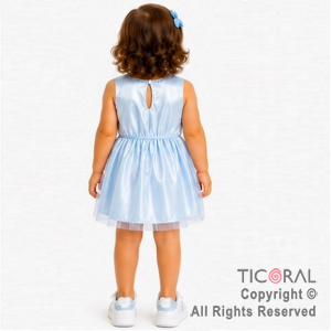 DISFRAZ PRINCESA CORTO CON BRETEL ANGOSTO CELESTE TALLE 0
